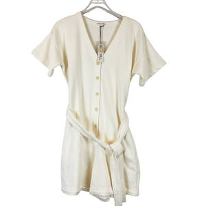 Alex Mill French Terry Romper Playsuit Cream V-Neck Women's Size Medium NWT